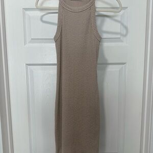 Ribbed Taupe Mini Dress